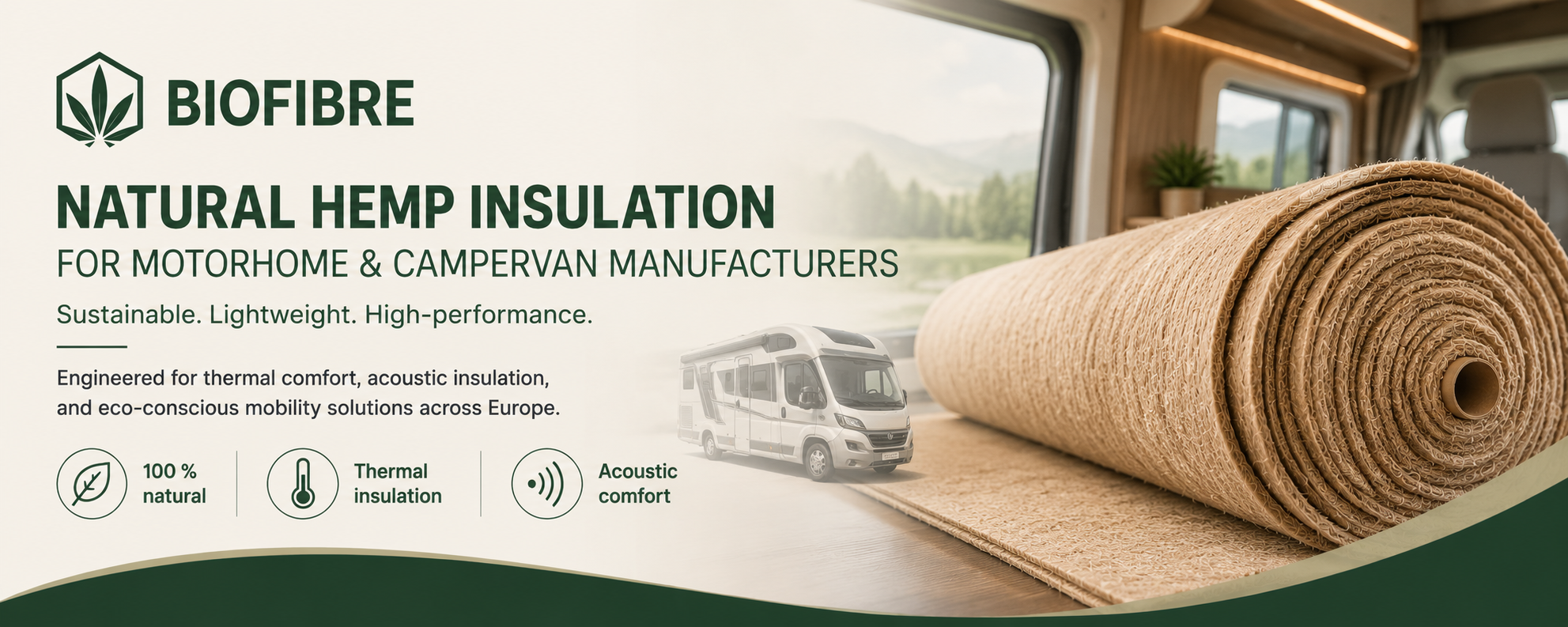 Biofibre natural hemp insulation for motorhome and campervan manufacturers