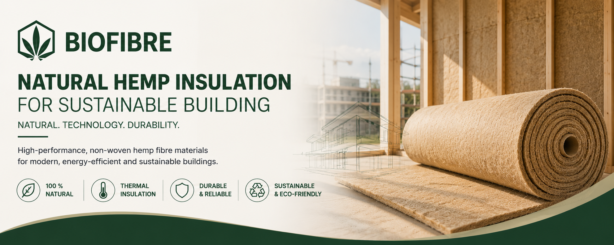 Biofibre natural hemp insulation for sustainable building